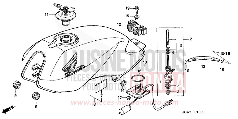 RESERVOIR A CARBURANT de CG125 FORCE SILVER METALLIC (NH411) de 2004