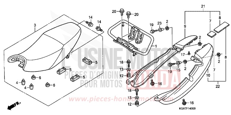 SIEGE de CG125 FORCE SILVER METALLIC (NH411) de 2004