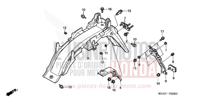 GARDE-BOUE ARRIERE de CG125 FORCE SILVER METALLIC (NH411) de 2004