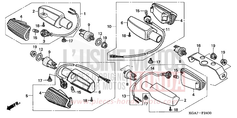 CLIGNOTANT de CG125 FORCE SILVER METALLIC (NH411) de 2004