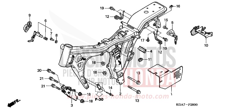 CARROSSERIE DE CHASSIS de CG125 FORCE SILVER METALLIC (NH411) de 2004