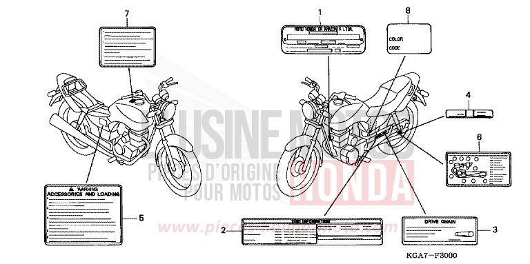 ETIQUETTE DE PRECAUTIONS de CG125 FORCE SILVER METALLIC (NH411) de 2004