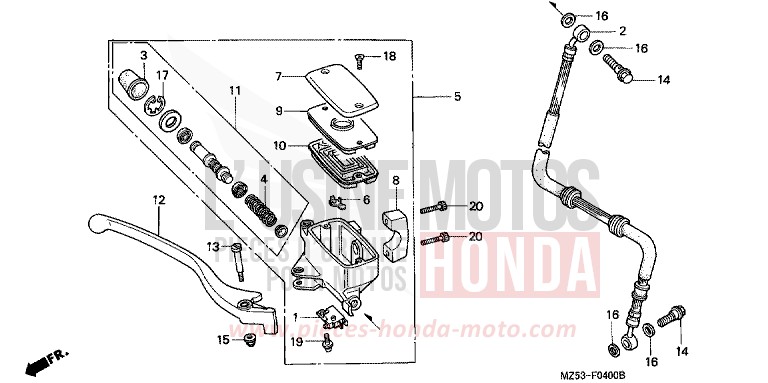MAITRE-CYLINDRE FREIN AV. de VF750C NOIR (NH1K) de 1994