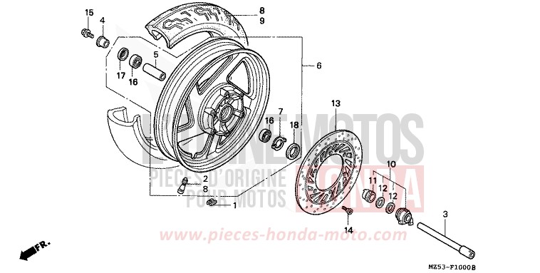 ROUE AVANT de VF750C NOIR (NH1K) 1994
