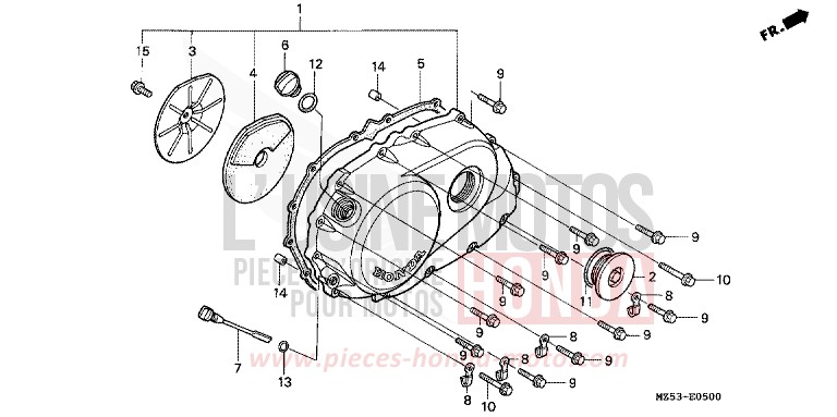 PANNEAU CARTER-MOTEUR D. de VF750C MAGNA RED (R201) 1994