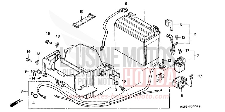 BATTERIE de VF750C STARLIGHT SILVER METALLIC (NH131) 1995