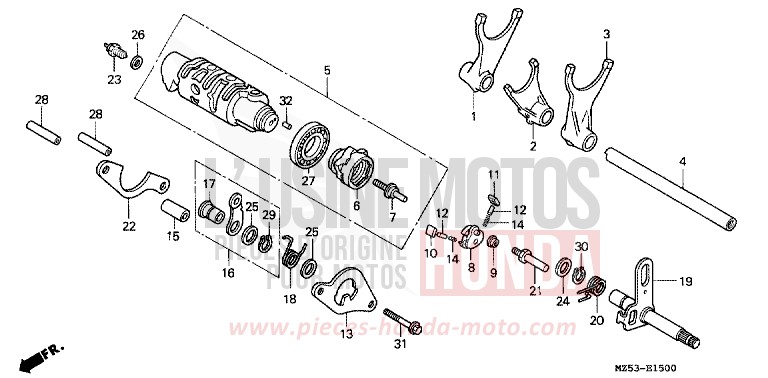 BARILLET DE SELECTION de VF750C NOIR (NH1) de 1996