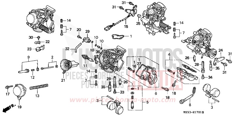 CARBURATEUR (PIECES CONSTITUTIVES) de VF750C MAGNA RED (R201) 1996