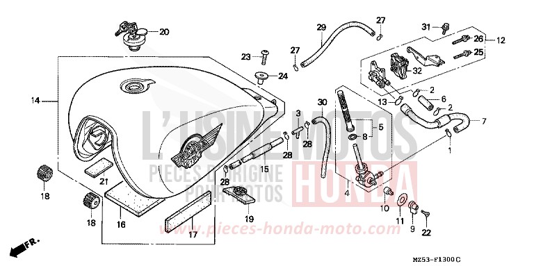 RESERVOIR A CARBURANT de VF750C MAGNA RED (R201) 1996