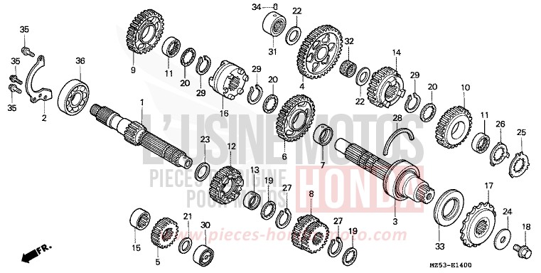 BOITE DE VITESSES de VF750C CANDY GLORY RED-U (R101) de 1997