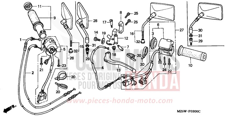COMMUTATEUR/CABLE de VF750C NOIR (NH1) 1999