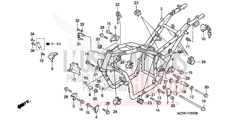 CARROSSERIE DE CHASSIS de VF750C NOIR (NH1) 1999