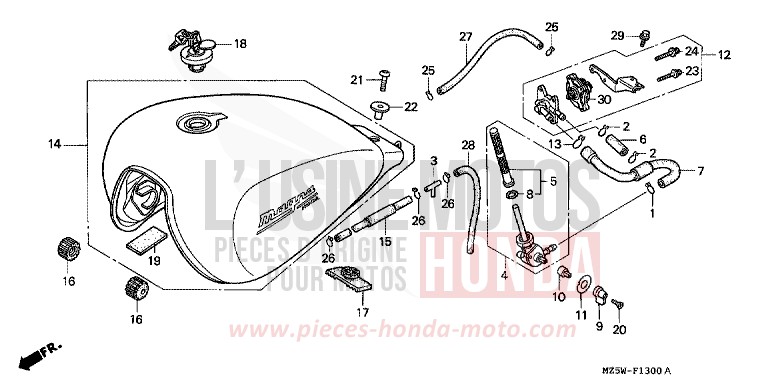 RESERVOIR A CARBURANT de VF750C CANDY GLORY RED-U (R101) 1999