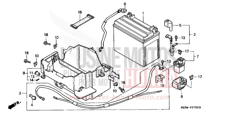 BATTERIE de VF750C CANDY GLORY RED-U (R101) 1999