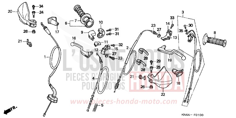 LEVIER DE GUIDON/CABLE de XR100R FIGHTING RED (R134) 2001