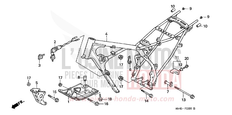 CARROSSERIE DE CHASSIS de XR100R FIGHTING RED (R134) 2001