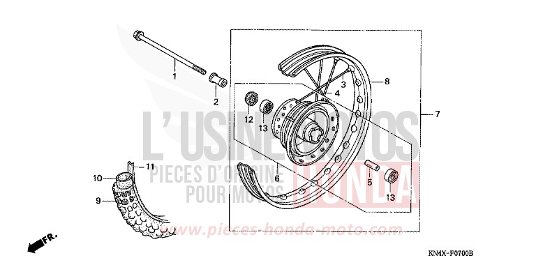 ROUE AVANT de XR100R FIGHTING RED (R134) de 2002