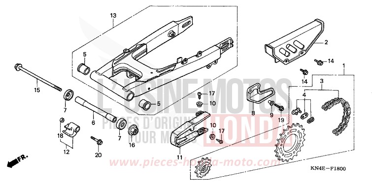 BRAS OSCILLANT de XR100R FIGHTING RED (R134) de 2002