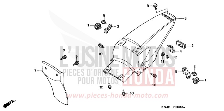 GARDE-BOUE ARRIERE de XR100R FIGHTING RED (R134) 2002