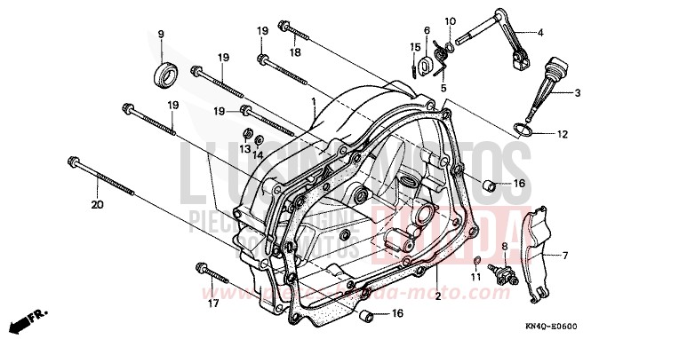 PANNEAU CARTER-MOTEUR D. de XR100R SHASTA WHITE (NH138) 1998