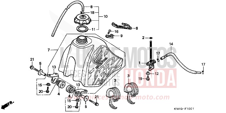 RESERVOIR A CARBURANT (2) de XR100R SHASTA WHITE (NH138) 1998