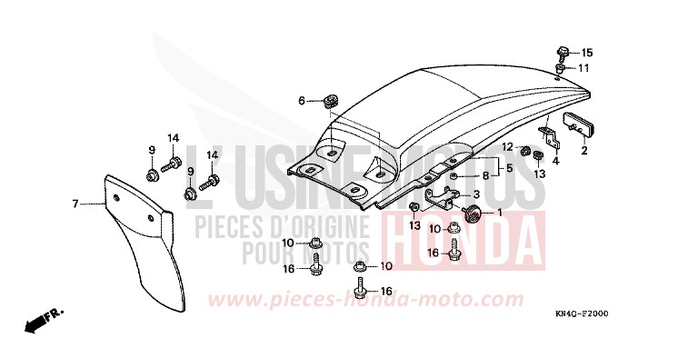 GARDE-BOUE ARRIERE de XR100R SHASTA WHITE (NH138) de 1998
