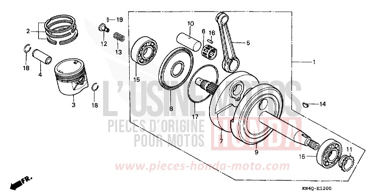 VILEBREQUIN/PISTON de XR100R SHASTA WHITE (NH138) de 1999