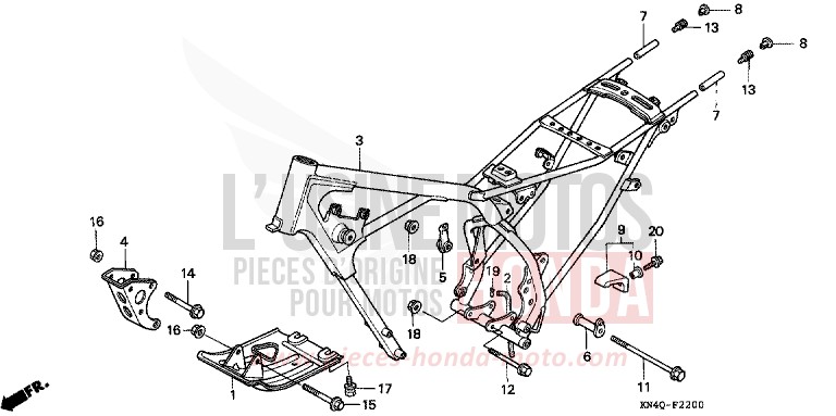 CARROSSERIE DE CHASSIS de XR100R SHASTA WHITE (NH138) 1999