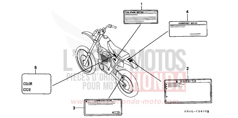 ETIQUETTE DE PRECAUTIONS de XR100R SHASTA WHITE (NH138) de 1999
