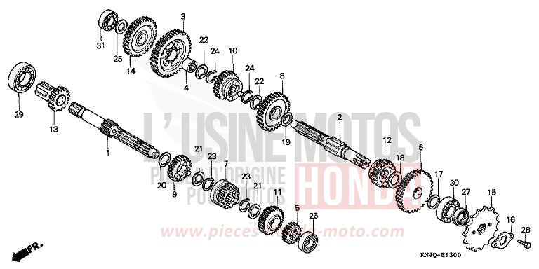 BOITE DE VITESSES de XR100R FIGHTING RED (R134) de 2000