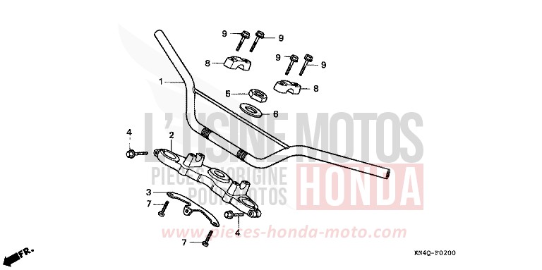 TUYAU DE GUIDON/PONT SUPERIEUR de XR100R FIGHTING RED (R134) de 2000