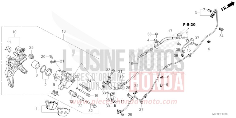 ETRIER DE FREIN ARRIERE de X-ADV MAT GOLDFINCH YELLOW (Y242) de 2025
