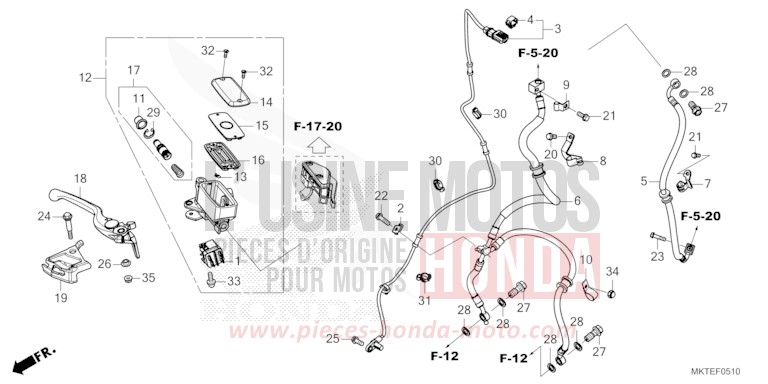 MAITRE-CYLINDRE DE FREIN AVANT CYLINDRE de X-ADV GRAPHITE BLACK (NHB01) de 2025