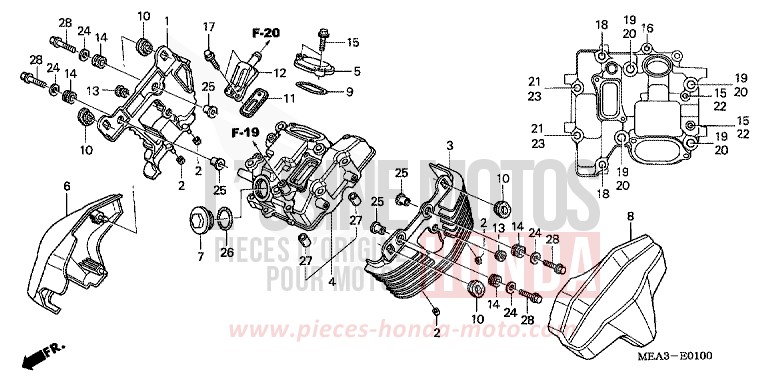 COUVERCLE DE CULASSE AVANT de VTX1300S DURANGO RED METALLIC (R274) 2003