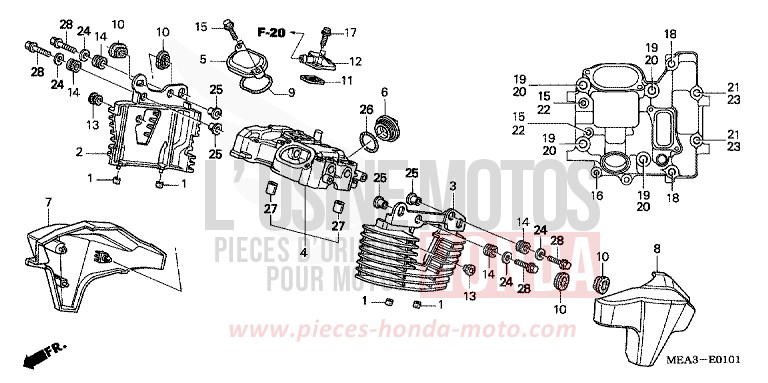 COUVERCLE DE CULASSE ARRIERE de VTX1300S DURANGO RED METALLIC (R274) 2003