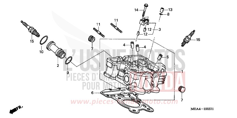 CULASSE DE CYLINDRE AR. de VTX1300S DURANGO RED METALLIC (R274) de 2003