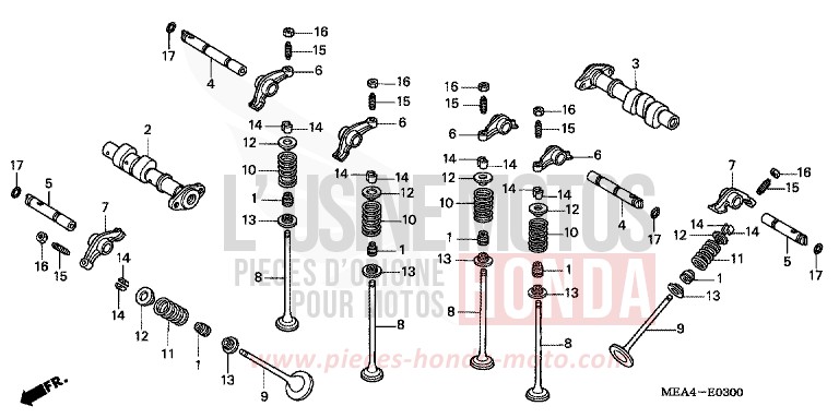 ARBRE A CAMES/SOUPAPE de VTX1300S DURANGO RED METALLIC (R274) 2003