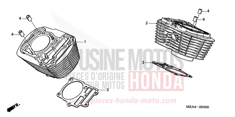 CYLINDRE de VTX1300S DURANGO RED METALLIC (R274) de 2003