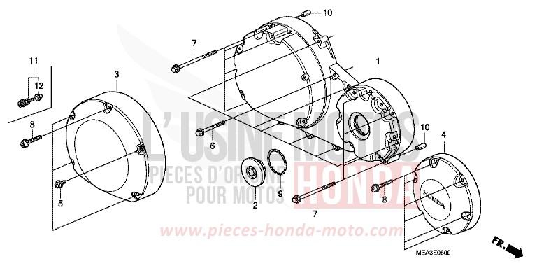 PANNEAU CARTER-MOTEUR D. de VTX1300S DURANGO RED METALLIC (R274) de 2003