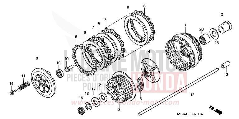 EMBRAYAGE de VTX1300S DURANGO RED METALLIC (R274) de 2003