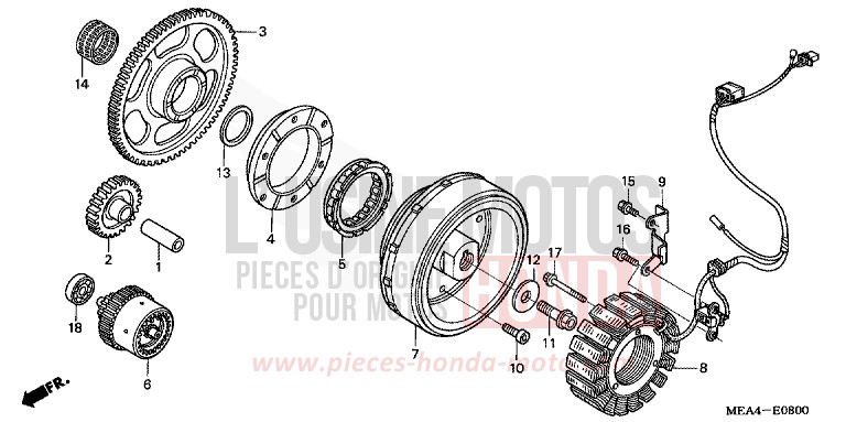 GENERATRICE de VTX1300S DURANGO RED METALLIC (R274) de 2003