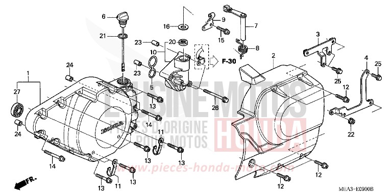 PANNEAU CARTER-MOTEUR G. de VTX1300S DURANGO RED METALLIC (R274) de 2003