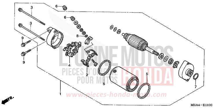 MOTEUR DE DEMARRAGE de VTX1300S DURANGO RED METALLIC (R274) 2003
