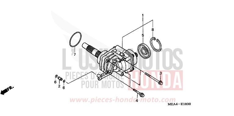 ARBRE TRANSVERSAL de VTX1300S DURANGO RED METALLIC (R274) de 2003