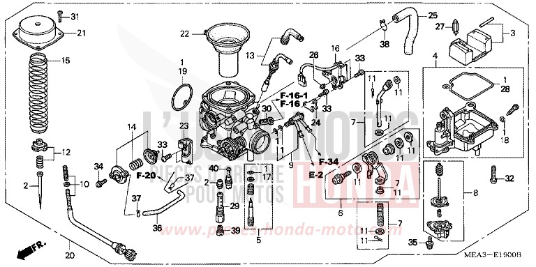 CARBURATEUR de VTX1300S DURANGO RED METALLIC (R274) 2003
