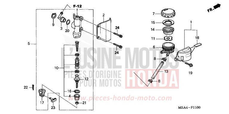 MAITRE-CYLINDRE FREIN AR. de VTX1300S DURANGO RED METALLIC (R274) de 2003