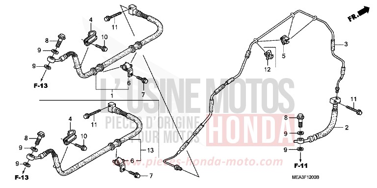 CONDUITE DE FREIN de VTX1300S DURANGO RED METALLIC (R274) de 2003