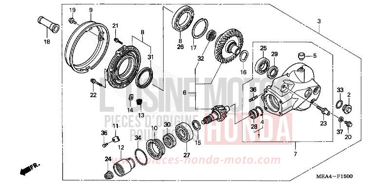 ENGRENAGE MENE DE SORTIE de VTX1300S DURANGO RED METALLIC (R274) de 2003
