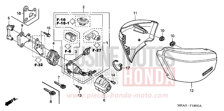 COUVERCLE LATERAL de VTX1300S DURANGO RED METALLIC (R274) de 2003