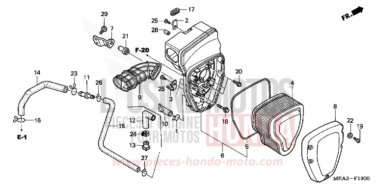 FILTRE A AIR de VTX1300S DURANGO RED METALLIC (R274) de 2003